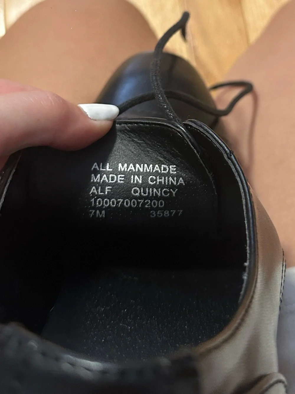 Alfani Black Cap-Toe Leather Derby Shoes Size 7